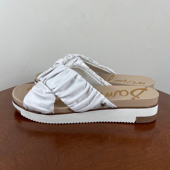 New Sam Edelman Aida Slide Sandals in White Leather Women's Size 10 - Picture 4 of 9